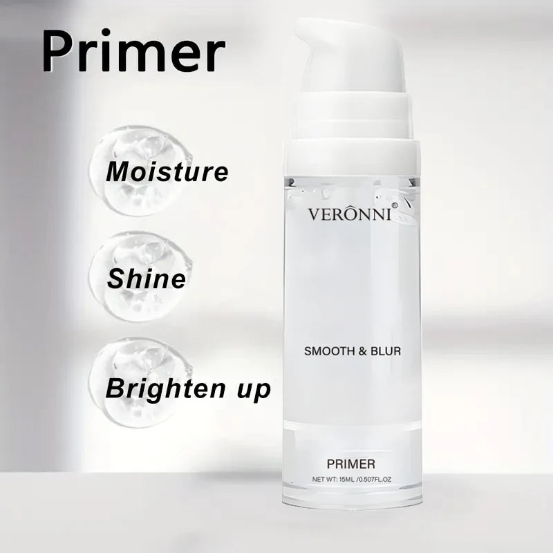 Kit de maquillage pour le visage, 3 pièces, comprend un fond de teint liquide à couverture complète de 15ml, primaire de maquillage hydratant et une poudre libre, résistant à la sueur