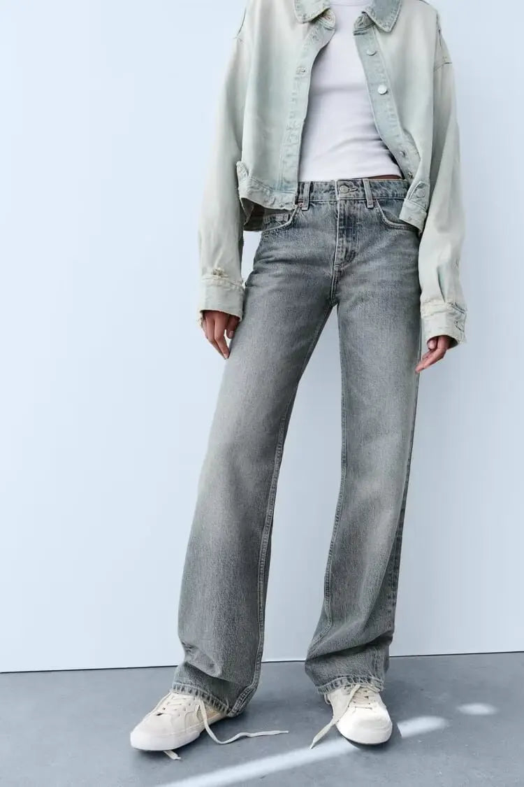 Jean Premium Femme Z1975 - Denim Haute Qualité Taille Droite Y2K 2025