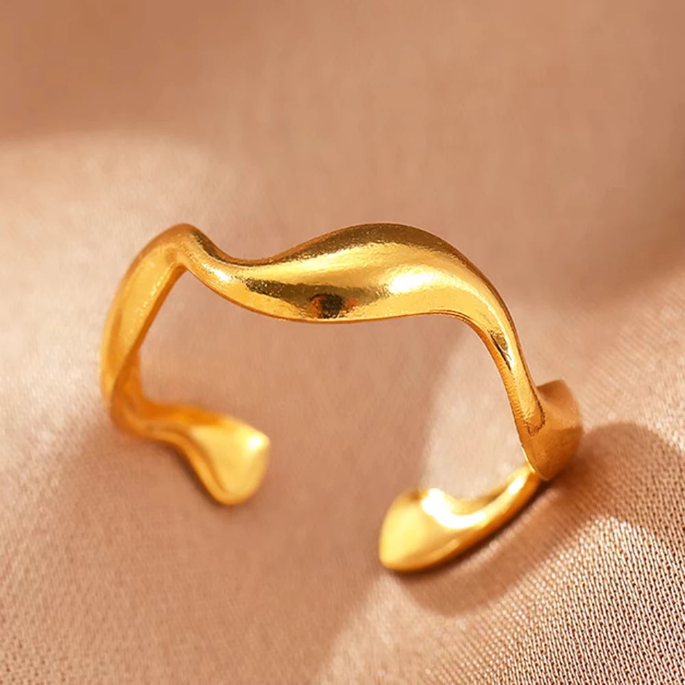 Bagues géométriques en acier inoxydable et Zircon pour femmes, bijoux de luxe, mauvais œil, couleur or, réglables, tendance, cadeau esthétique de mariage