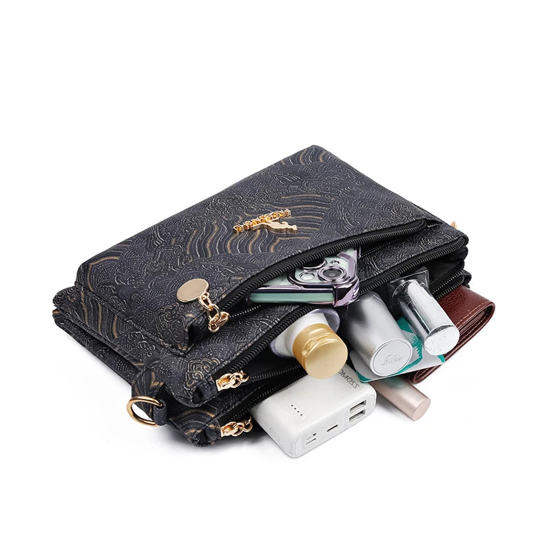 Sac à Main en Cuir de Luxe pour Femme, Sacoche de Marque Authentique, de Styliste, à Bandoulière, Multicouche, 03 Utilisation