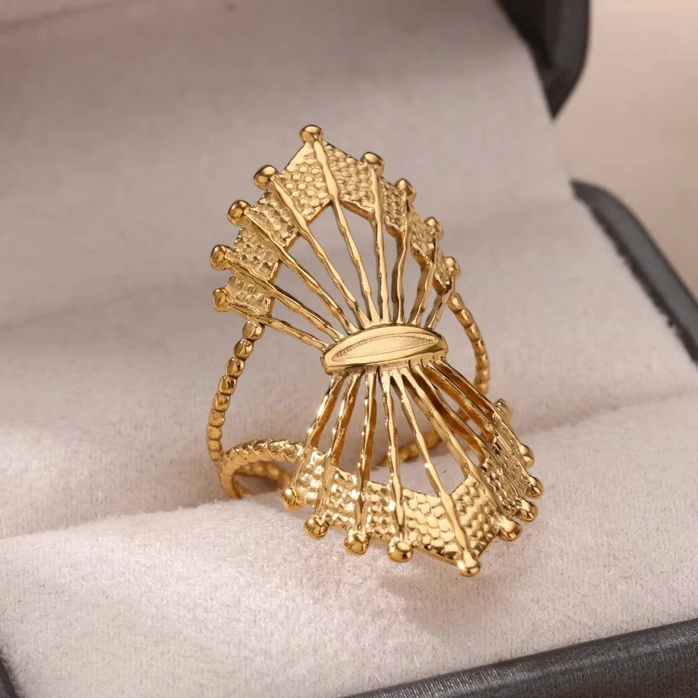 Bagues géométriques en acier inoxydable et Zircon pour femmes, bijoux de luxe, mauvais œil, couleur or, réglables, tendance, cadeau esthétique de mariage