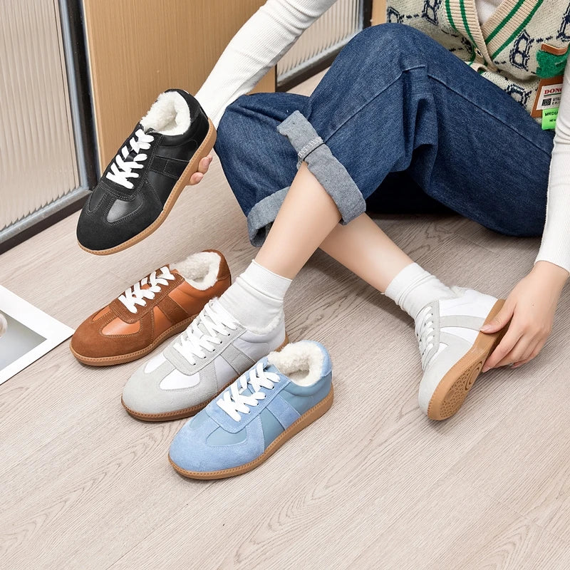 Baskets Femme en Cuir Véritable - Chaussures Décontractées Printemps 2025