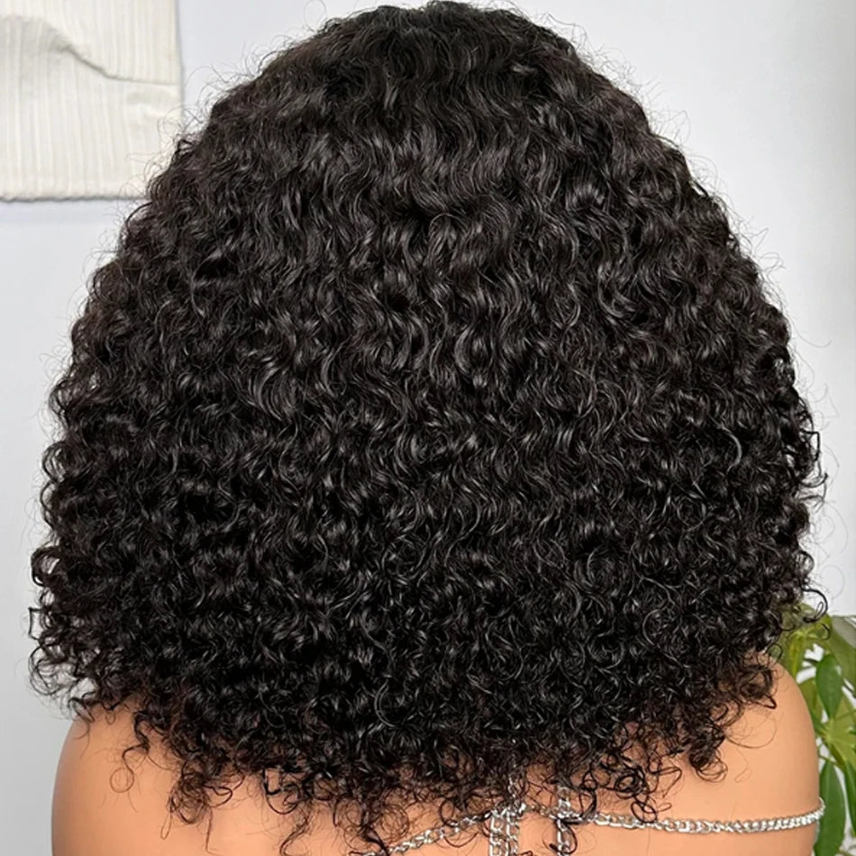 Perruque 8 à 16 pouces vague d'eau Bob perruques cheveux humains porter et Go sans colle 13X4 HD dentelle transparente brésilienne profonde bouclée Bob perruques