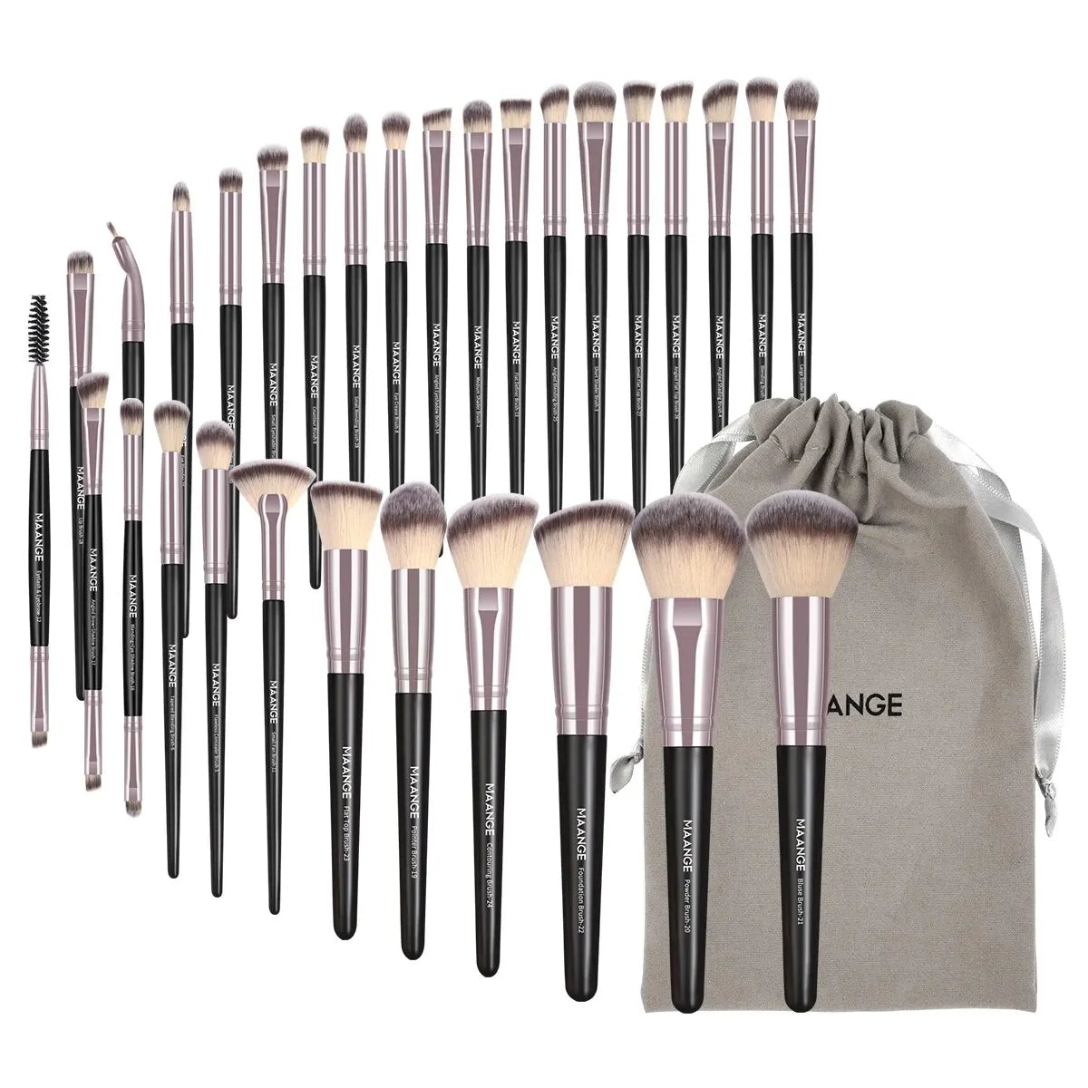 MAANGE-Ensemble de pinceaux de maquillage professionnels, outils de beauté avec sac, fond de teint, correcteur pour les yeux, poudre de fard à joues, 30 pièces - Lencensa 