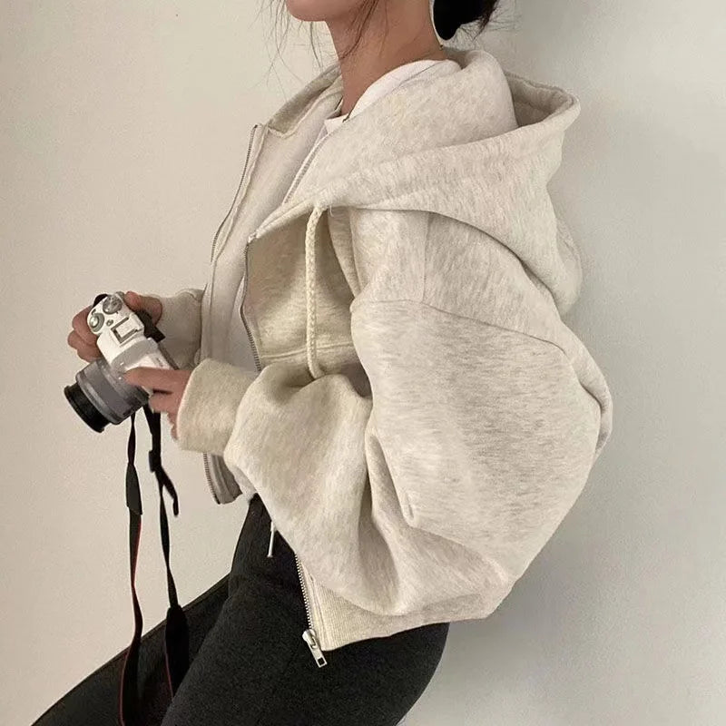 Sweat à Capuche Femme Court - Hoodie Streetwear Y2K Automne Hiver