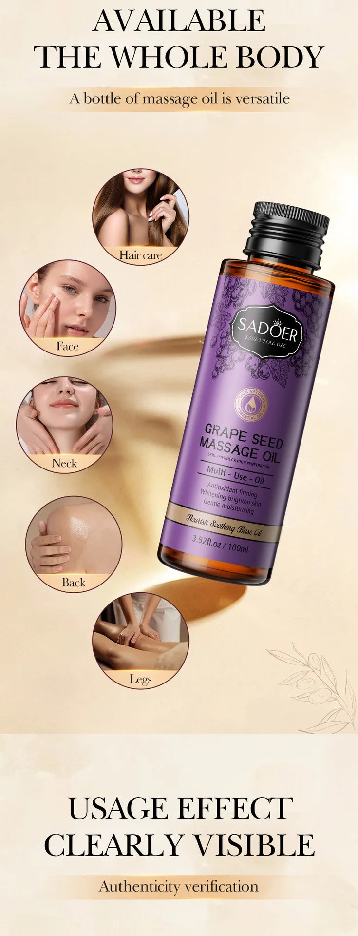 Huile d'Amande 100ml - Massage Corps Argan Olive Pure | Lencensa - Lencensa 