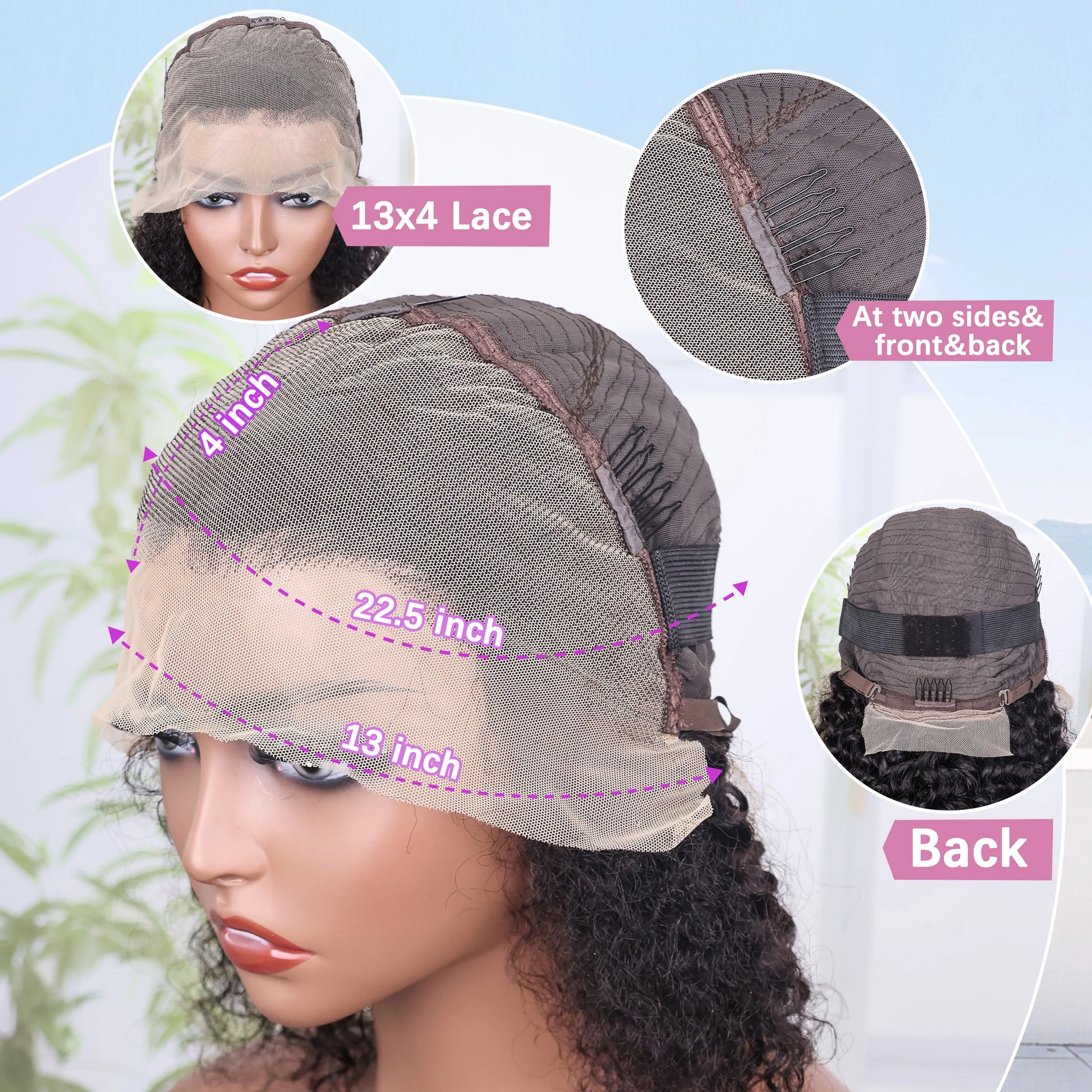 Brésilien court Bob 100% cheveux humains vague profonde 13x4 dentelle frontale cheveux humains vague d'eau avant de lacet bouclés dentelle perruques courtes pour les femmes - Lencensa 