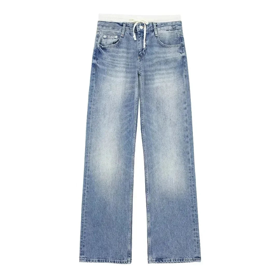 Jean Patchwork Premium Lencensa Femme - Denim Haute Qualité Taille Moyenne