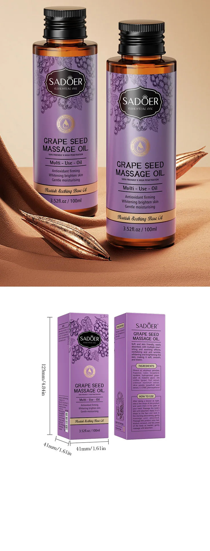 Huile d'Amande 100ml - Massage Corps Argan Olive Pure | Lencensa - Lencensa 