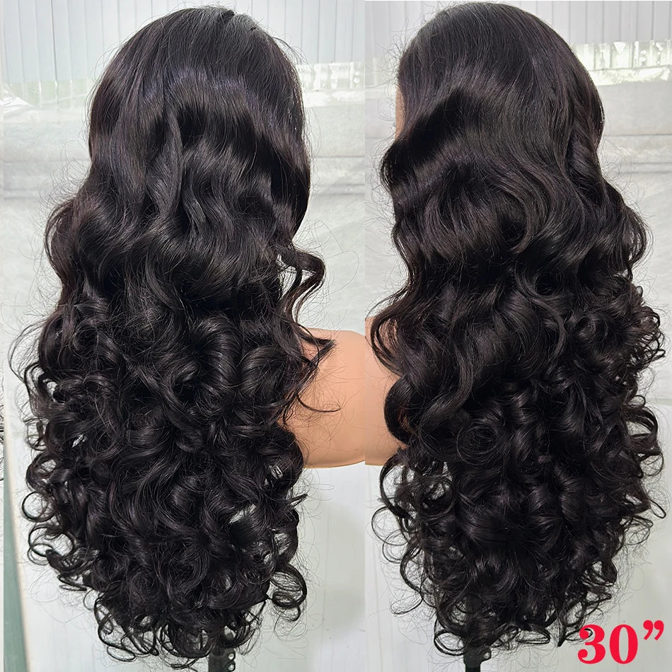 100% cheveux vierges brésiliens bruts Double dessiné vague rebondissante 13x4 dentelle frontale perruque 250% densité 4X4 HD dentelle fermeture porter et aller perruques