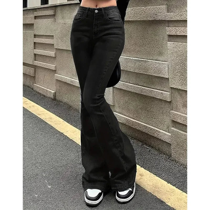 Jean Évasé Premium Femme Taille Haute - Denim Stretch Haute Qualité Bootcut