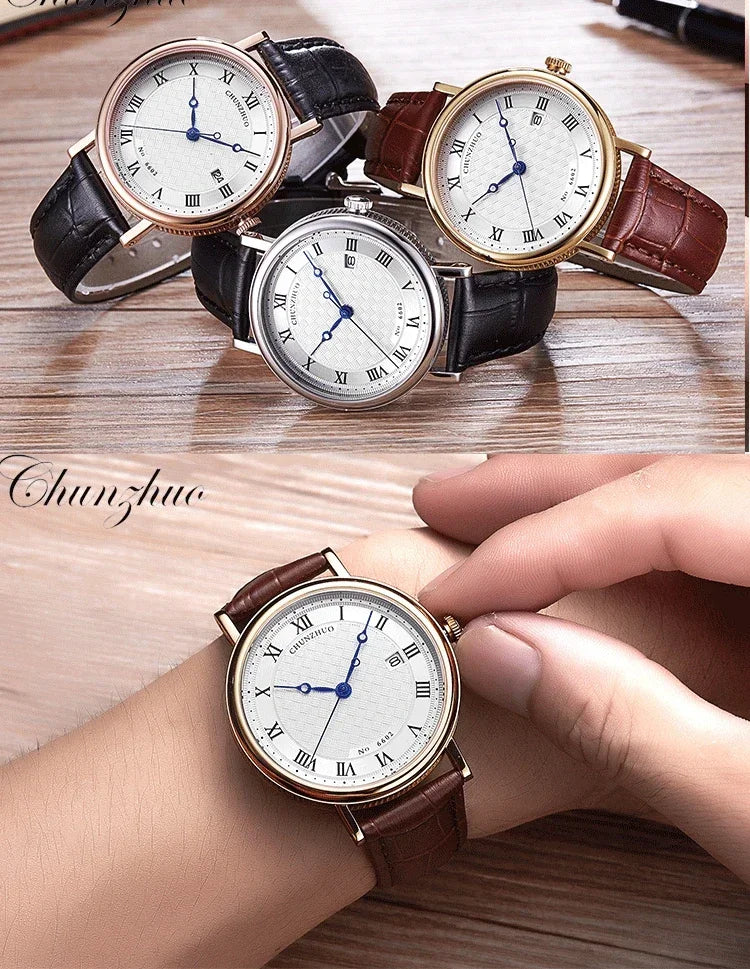 Montre à quartz ultra-plate pour hommes, mouvement d'anticorps contractés, 38mm, acier inoxydable importé du 10/2019 sur