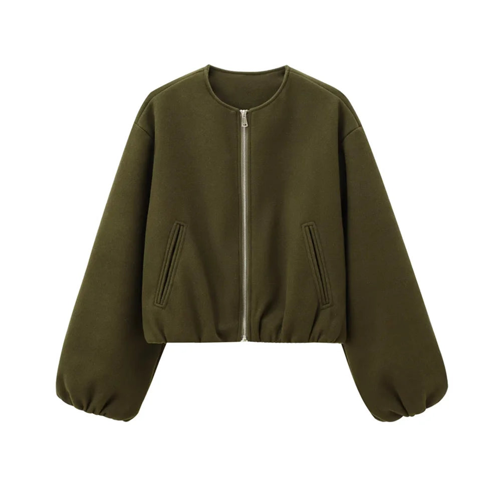 Veste Bombardier Femme Surdimensionnée - Manteau Zippé Tendance