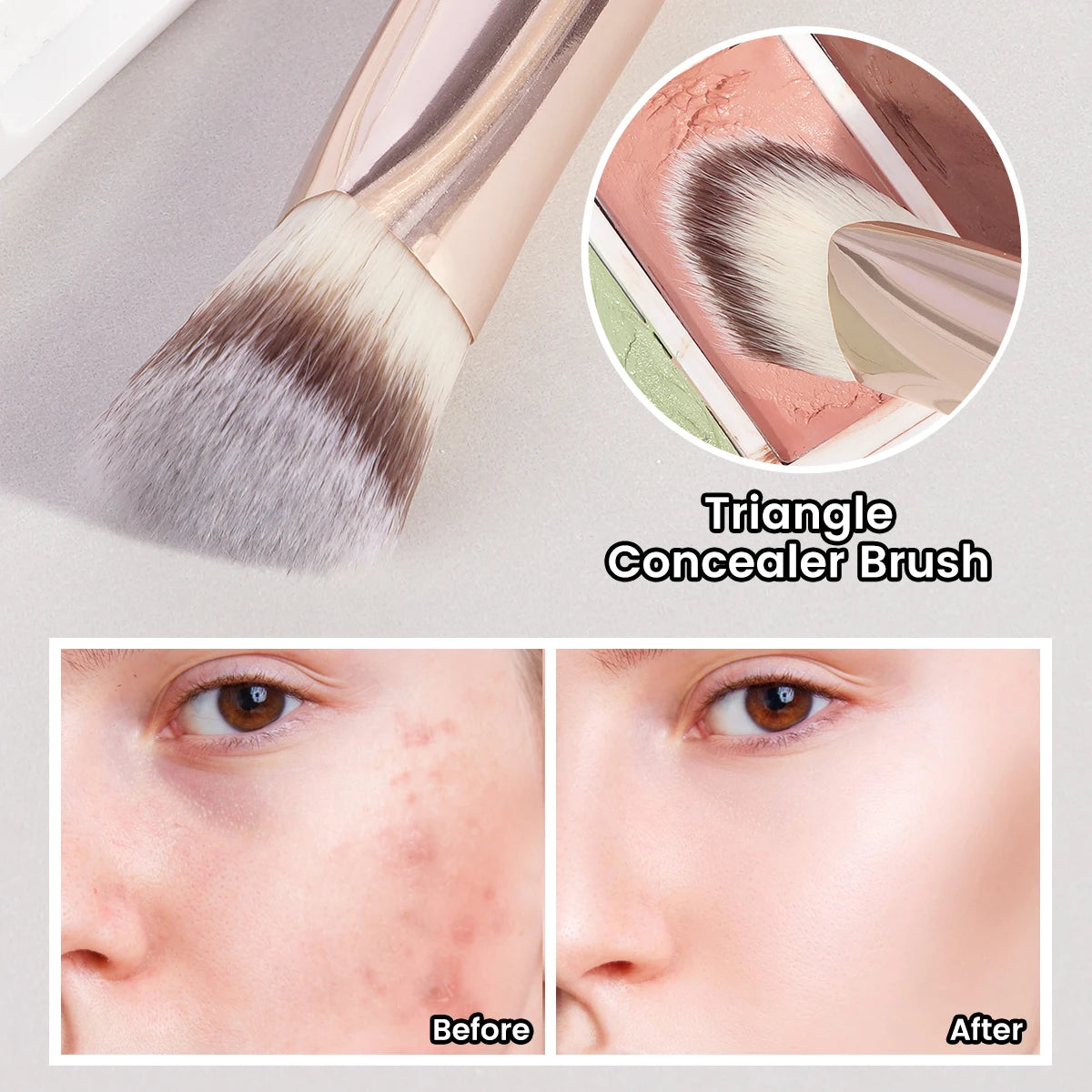 MAANGE 4 pièces ensemble de pinceaux de maquillage principaux pinceaux de fond de teint à dessus plat pinceau profilé coudé outil de maquillage pour le visage à poils denses pour la beauté - Lencensa 