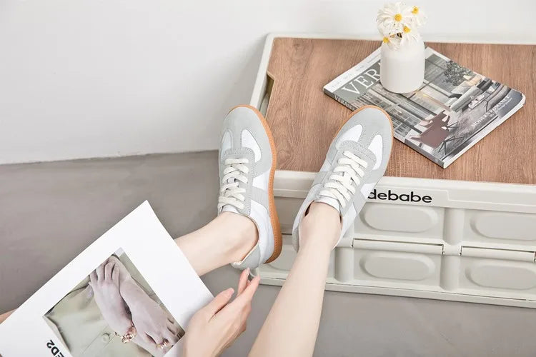 Baskets Femme en Cuir Véritable - Chaussures Décontractées Printemps 2025