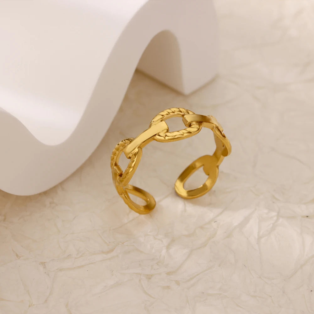 Bagues géométriques en acier inoxydable et Zircon pour femmes, bijoux de luxe, mauvais œil, couleur or, réglables, tendance, cadeau esthétique de mariage