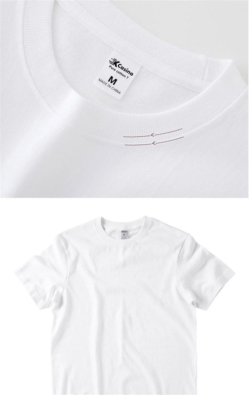 Lot de 2 T-Shirts Couple 100% Coton - Manches Courtes Blanc Unisexe Col Rond - Lencensa 