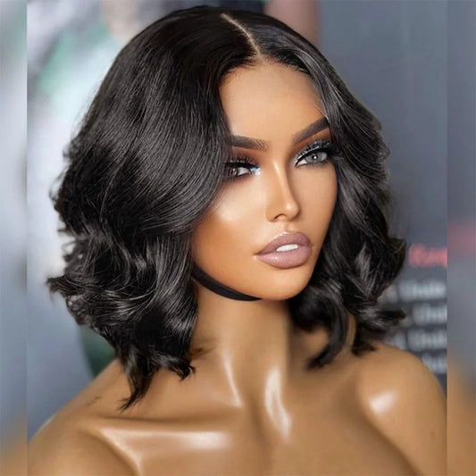 Perruques brésiliennes Bob Body Wave 13x4 Transparent dentelle avant cheveux humains vague lâche perruque courte 200% densité dentelle frontale Remy perruques