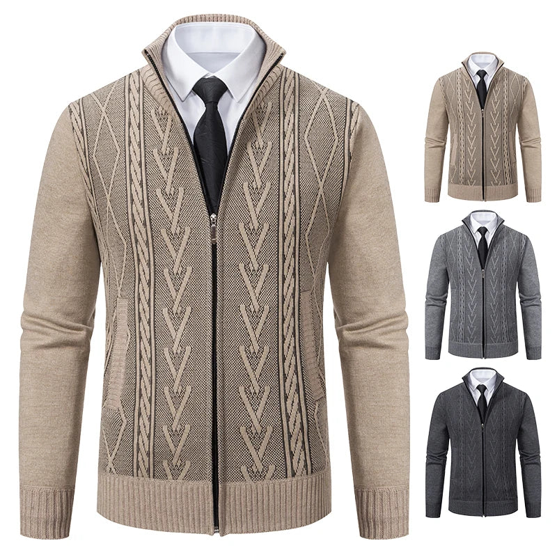 Cardigan Homme GQXAON Premium - Manteau Cachemire Zippé Automne-Hiver - Lencensa 