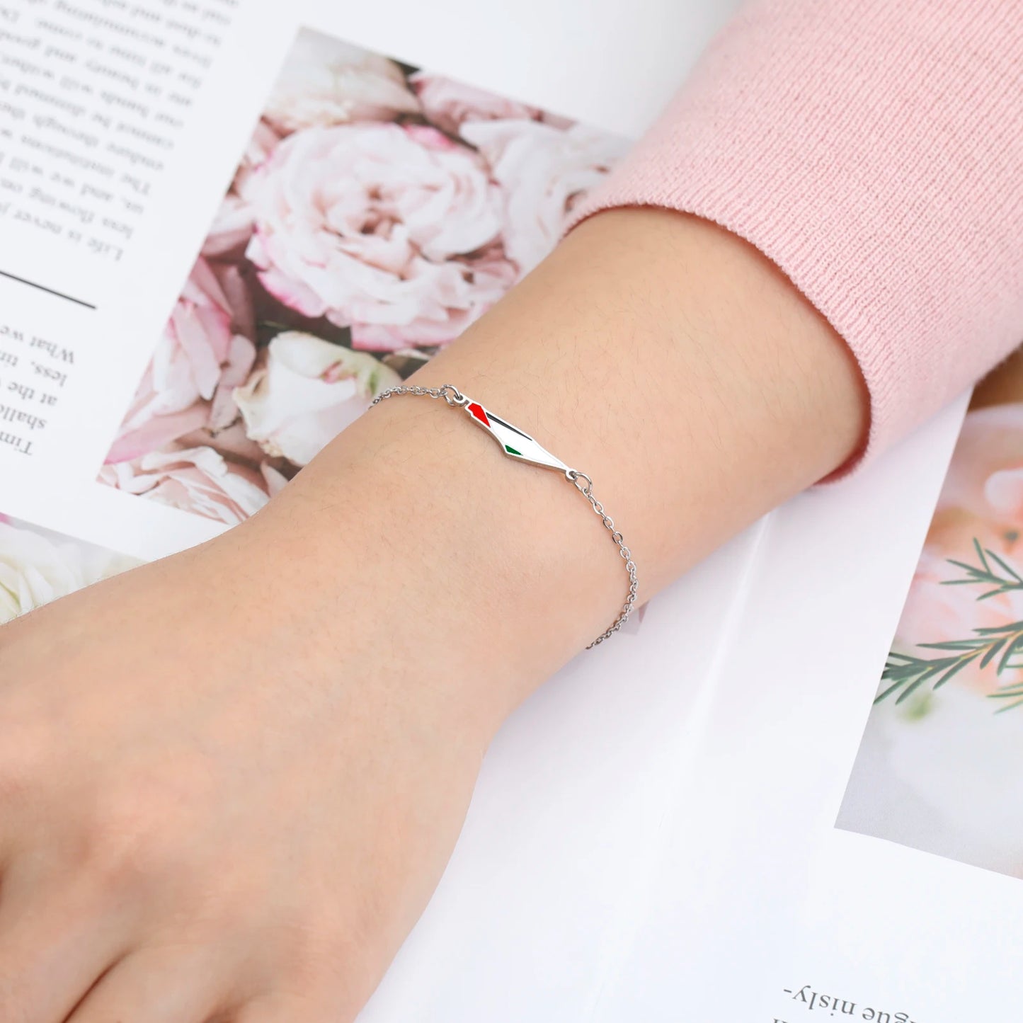 COOLTIME Bracelet à breloques pour femme avec carte de la Palestine en acier inoxydable réglable à double couche pour homme et femme, bijoux en gros