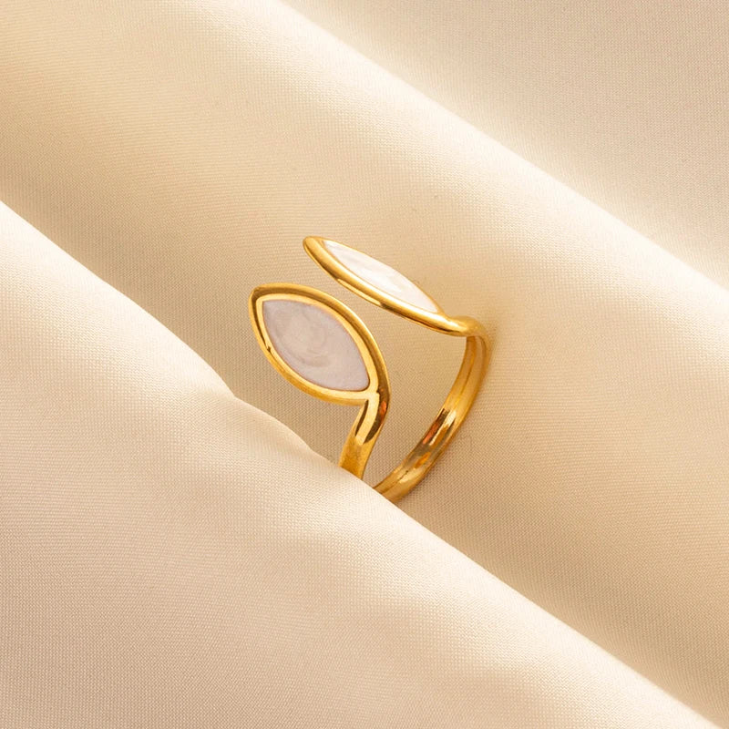 Bague en Acier Inoxydable Plaqué Or group pour Femme et Homme, Bijoux d'Anniversaire, Huile de Goutte à Goutte Blanche, Étoile, Cœur, Œil, Ouvert, Réglable, Vintage
