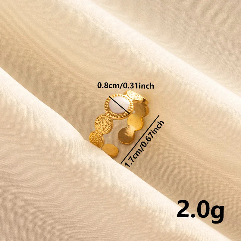 Bague en Acier Inoxydable Plaqué Or group pour Femme et Homme, Bijoux d'Anniversaire, Huile de Goutte à Goutte Blanche, Étoile, Cœur, Œil, Ouvert, Réglable, Vintage