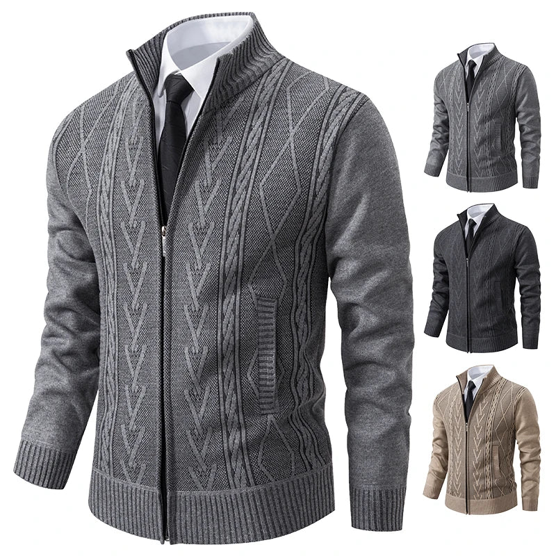 Cardigan Homme GQXAON Premium - Manteau Cachemire Zippé Automne-Hiver - Lencensa 