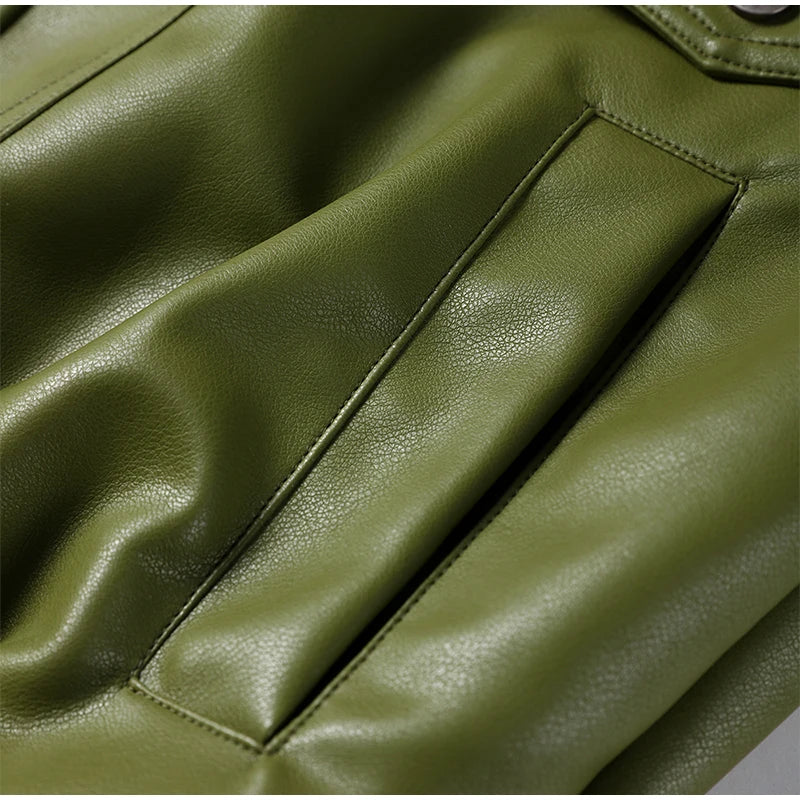 Veste Femme en Cuir Marron avec Ceinture - Style Motard Automne
