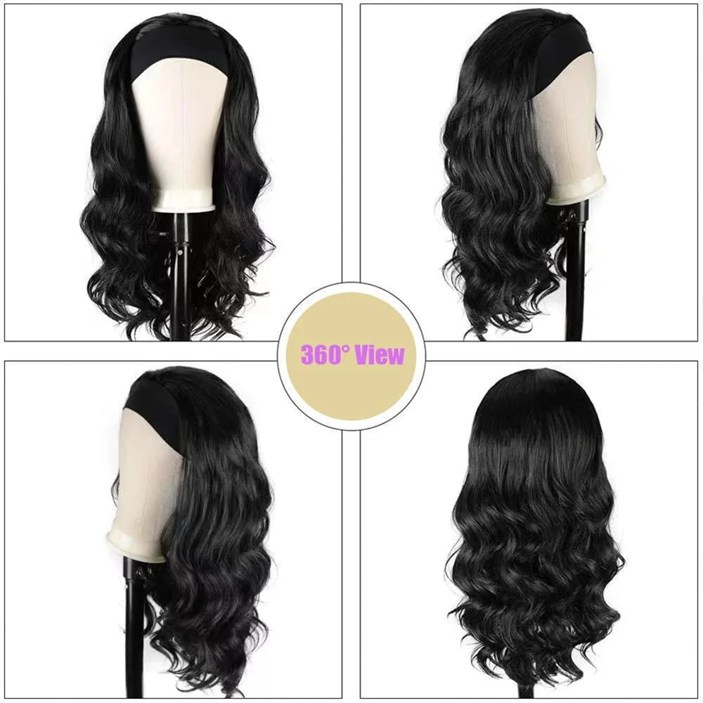 Perruque Body Wave Brésilienne Naturelle pour Femme Africaine, Cheveux Humains, Fait à la Machine, Densité 180%, Document