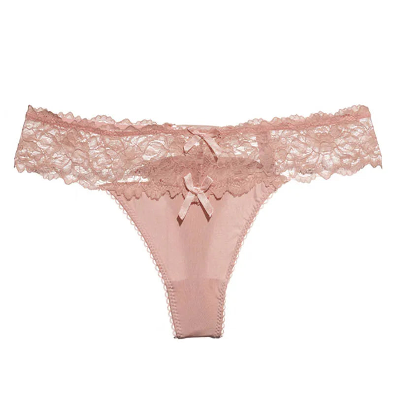 String Femme Dentelle - Taille Basse Broderie - Lencensa 