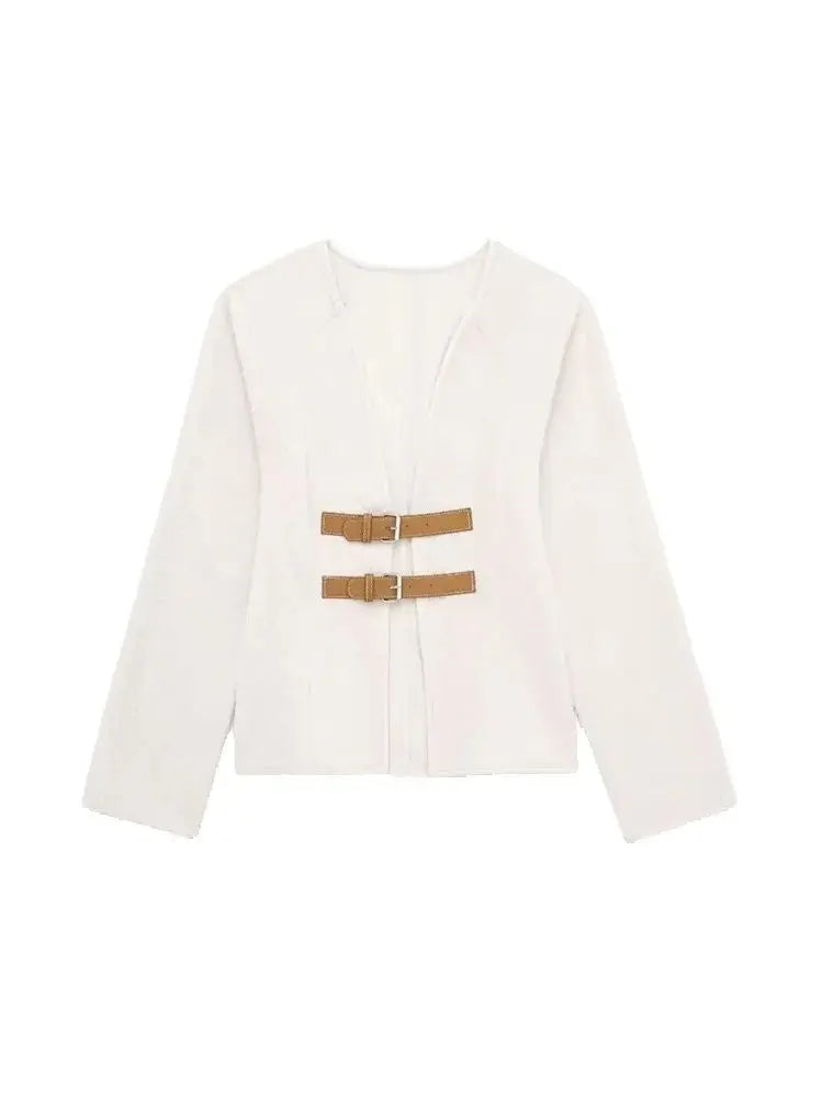 Manteau Laine Premium Lencensa Femme - Veste Ceinturée Haute Qualité Col V