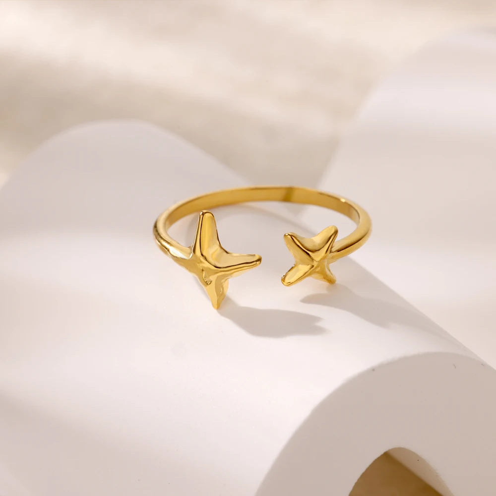 Bagues géométriques en acier inoxydable et Zircon pour femmes, bijoux de luxe, mauvais œil, couleur or, réglables, tendance, cadeau esthétique de mariage
