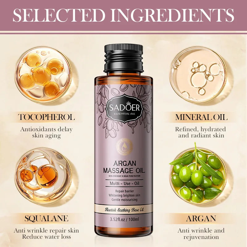 Huile d'Amande 100ml - Massage Corps Argan Olive Pure | Lencensa - Lencensa 