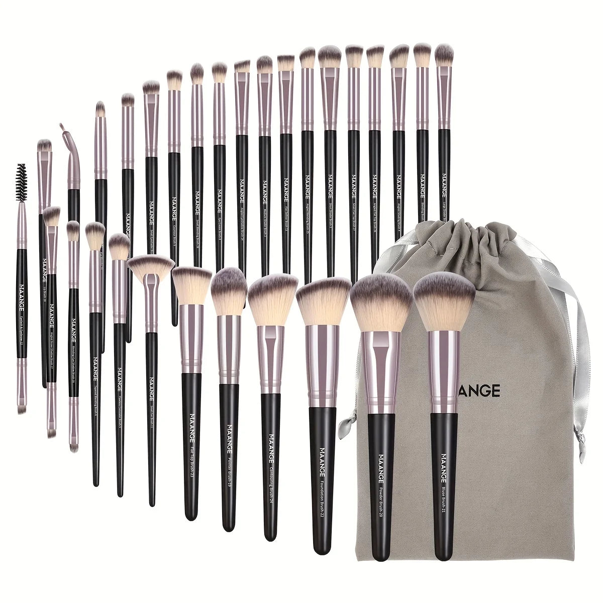 MAANGE-Ensemble de pinceaux de maquillage professionnels, outils de beauté avec sac, fond de teint, correcteur pour les yeux, poudre de fard à joues, 30 pièces - Lencensa 