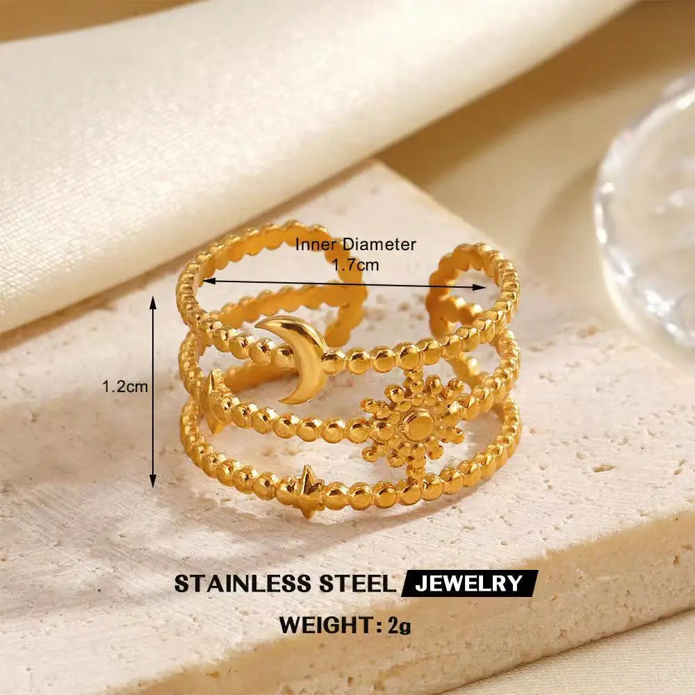 Bague en forme de cœur en acier inoxydable pour femmes, couleur or, anneau creux en métal, Bijoux étanches, cadeau pour petite amie