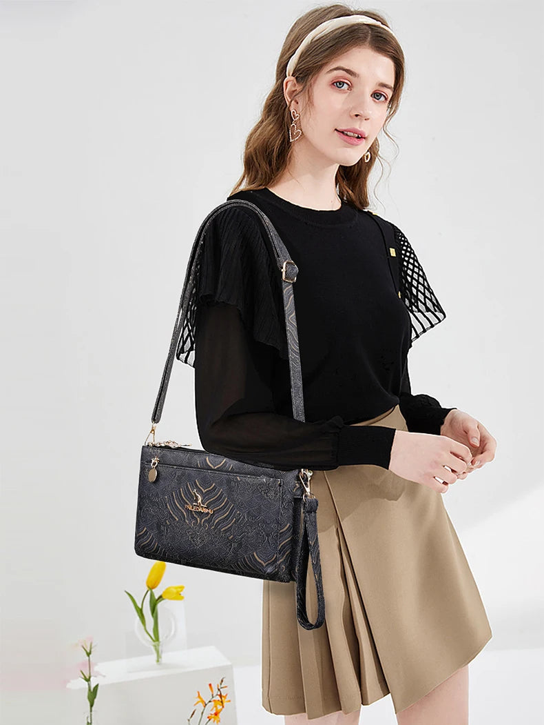 Sac à Main en Cuir de Luxe pour Femme, Sacoche de Marque Authentique, de Styliste, à Bandoulière, Multicouche, 03 Utilisation