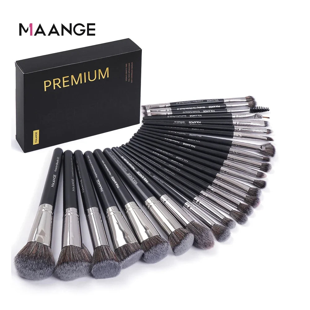 MAANGE-Kit de pinceaux de maquillage professionnels, brosses de beauté pour le visage, les yeux, le fond de teint, le fard à barrage, le contour, coffret cadeau, 25 pièces - Lencensa 