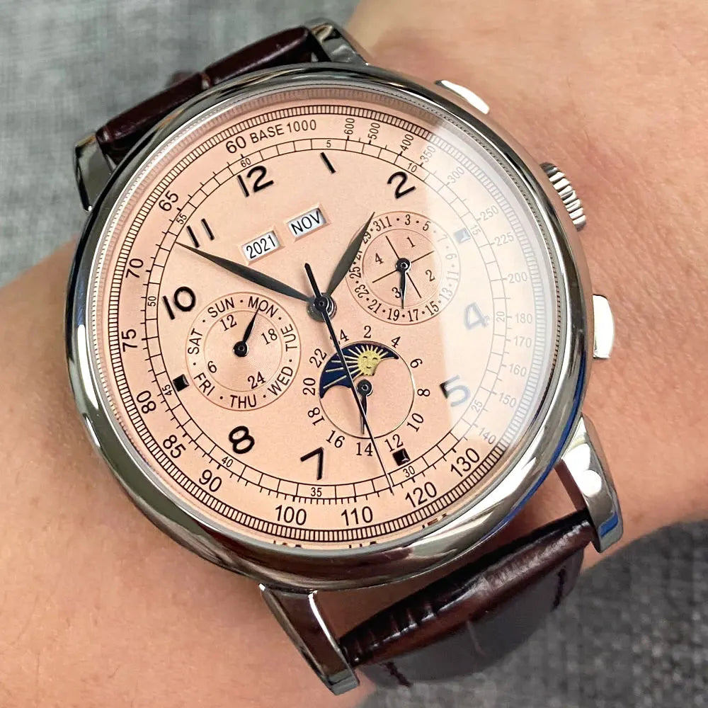 Montre automatique pour hommes Multification Date jour mois année 316L montre mécanique pour hommes boîtier poli indicateur jour/nuit 42mm