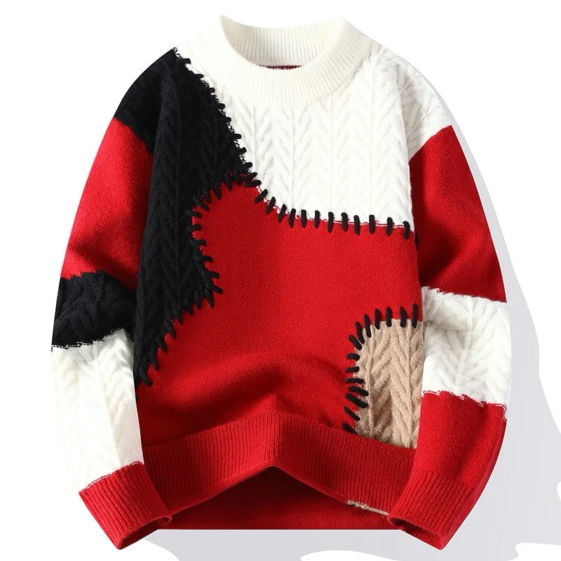 Pull Streetwear Premium Lencensa - Patchwork Harajuku Col Rond - Qualité Exceptionnelle Hiver - Lencensa 