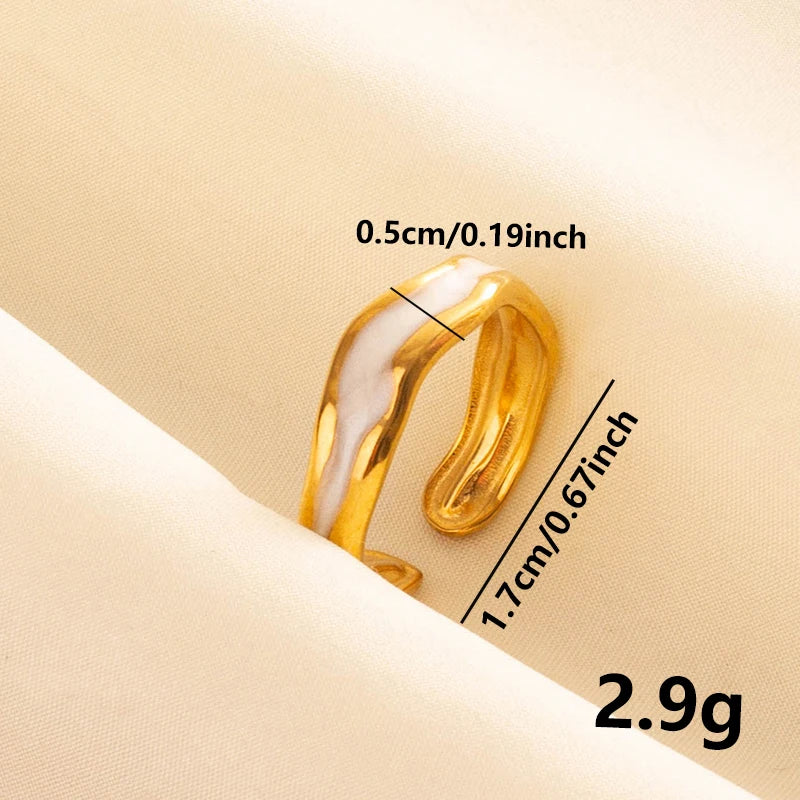 Bague en Acier Inoxydable Plaqué Or group pour Femme et Homme, Bijoux d'Anniversaire, Huile de Goutte à Goutte Blanche, Étoile, Cœur, Œil, Ouvert, Réglable, Vintage