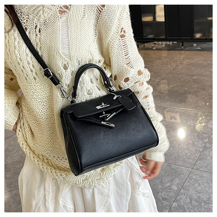 Sac messager en cuir classique pour femmes, sac à bandoulière, fourre-tout de marque de luxe, célèbre styliste populaire élégant - Lencensa 