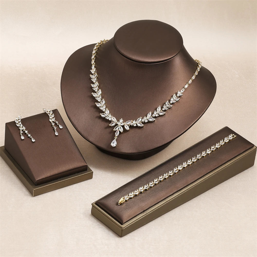 ZAKOL marque de luxe cubique zircone boucles d'oreilles collier élégant magnifique CZ mariage Banquet fête ensemble de bijoux