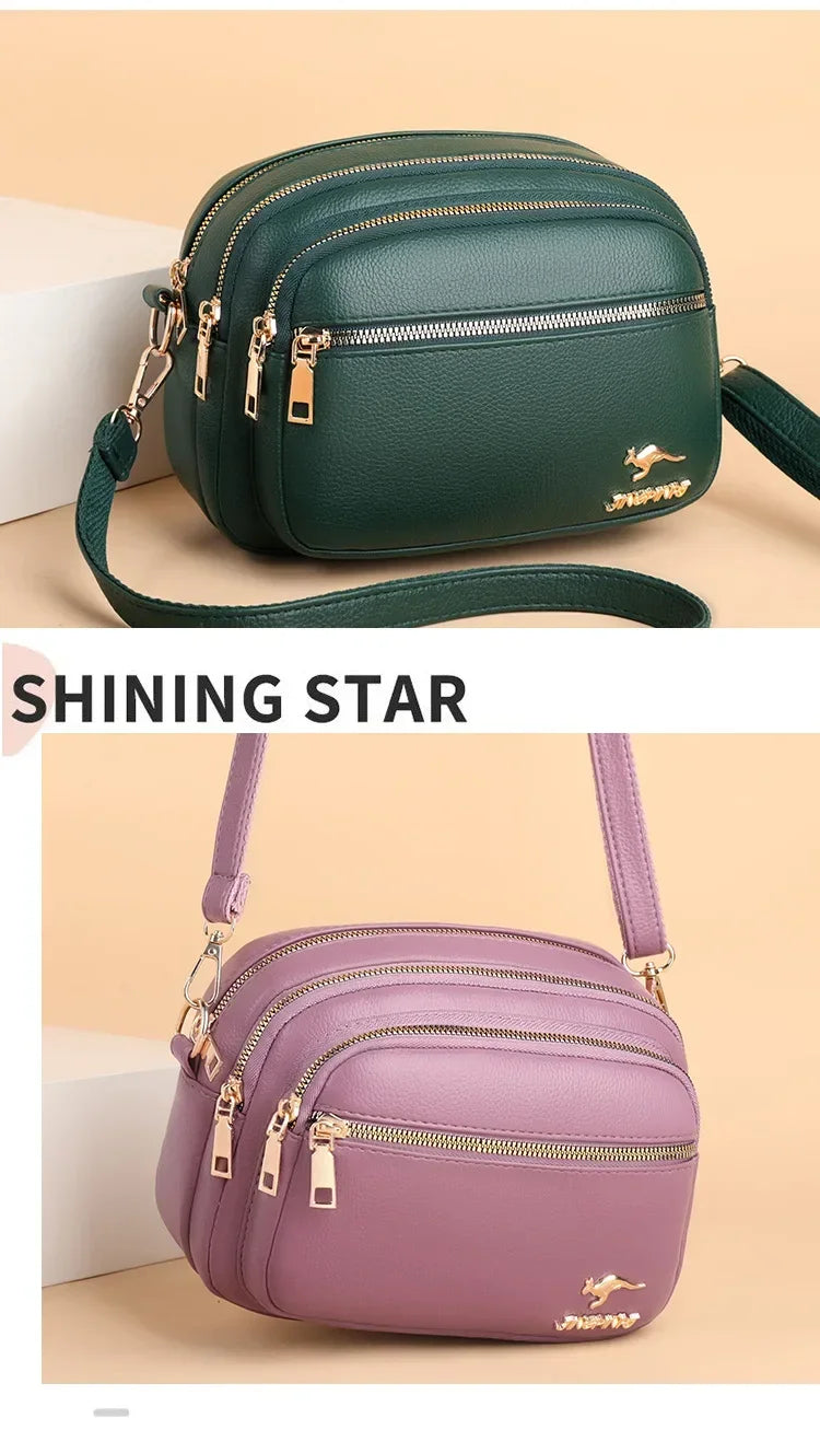 Sac à main en cuir souple pour femme, multi-poches, résistant à l'usure, haute qualité, sac messager initié, luxe, mode