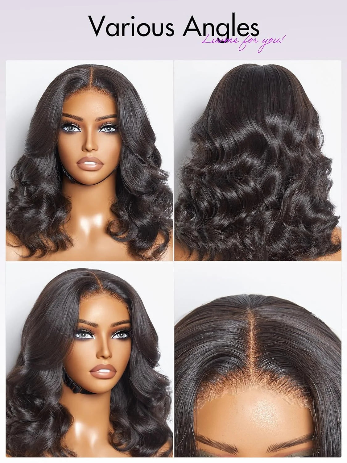 Perruque Bob Lace Front Wig Body Wave Naturelle, Cheveux Courts, 13x4, Transparent, En Solde, Pour Femme