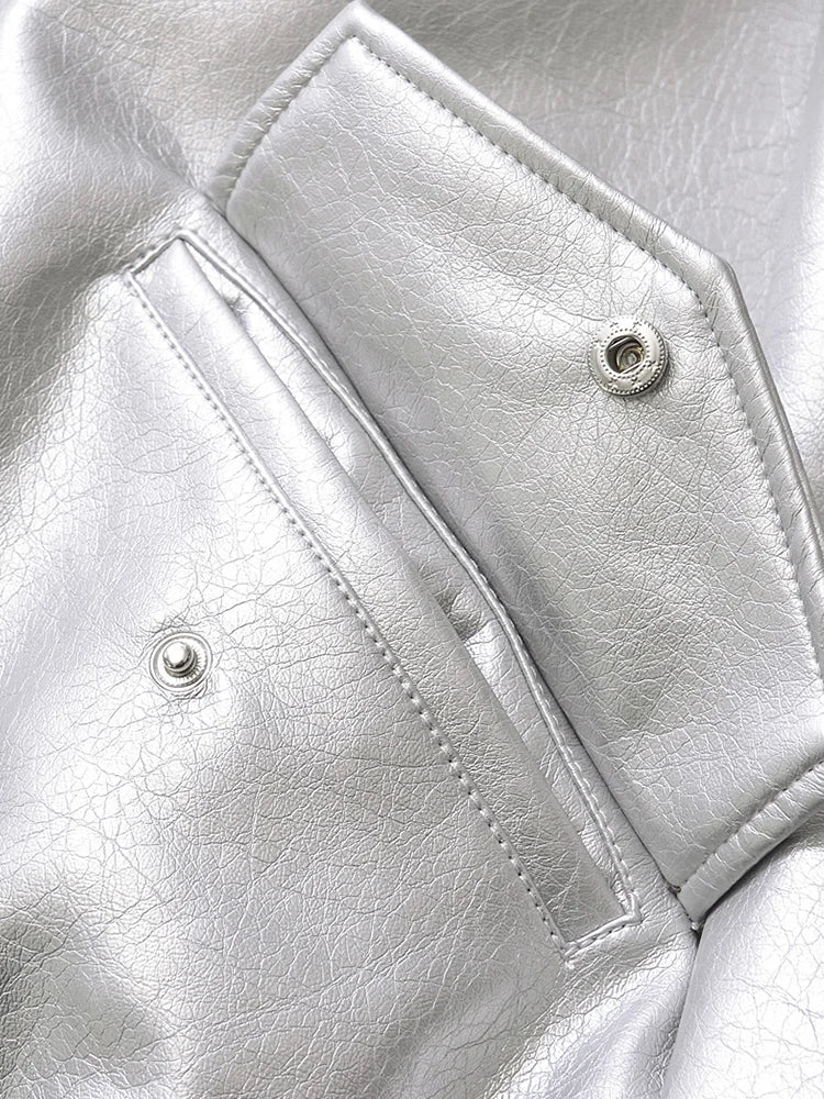 Ailegogo streetwear femmes Vintage Loose court pu faux cuir veste printemps automne femmes zip manteau Vintage moto vélo manteau