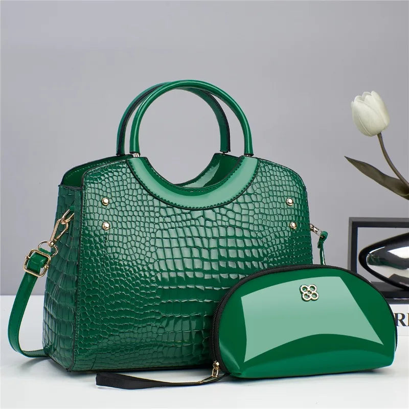 Sac à main décontracté en cuir brillant pour femmes, fourre-tout de luxe de styliste, grande capacité, sacs de marque pour dames