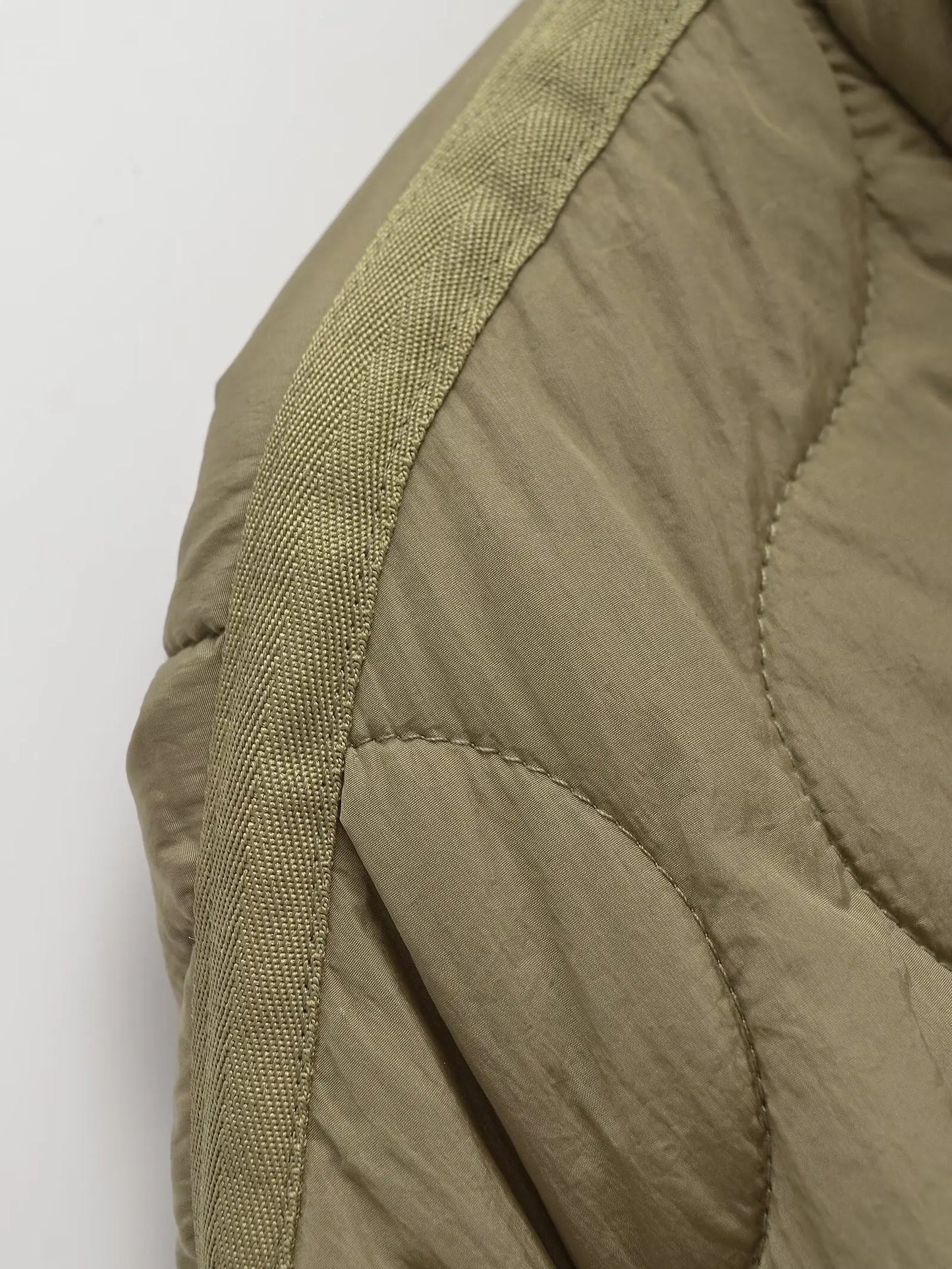 Veste d'hiver en coton pour femmes, nouveau style européen et américain, col montant, ample, cordon de serrage, fermeture éclair - Lencensa 