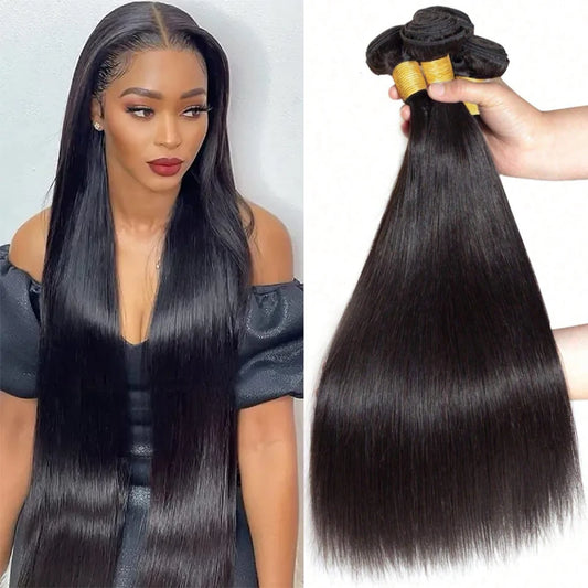 Paquets péruviens de cheveux humains droits d'os affaire des Extensions de cheveux vierges non transformés longs épais pas cher tissage de cheveux brésiliens naturel