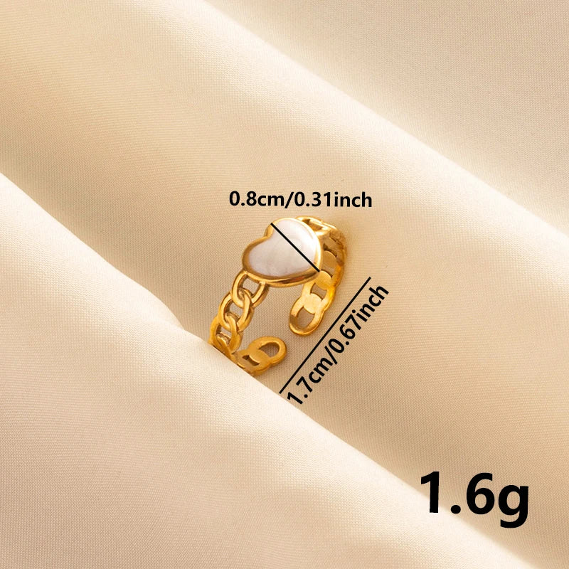 Bague en Acier Inoxydable Plaqué Or group pour Femme et Homme, Bijoux d'Anniversaire, Huile de Goutte à Goutte Blanche, Étoile, Cœur, Œil, Ouvert, Réglable, Vintage