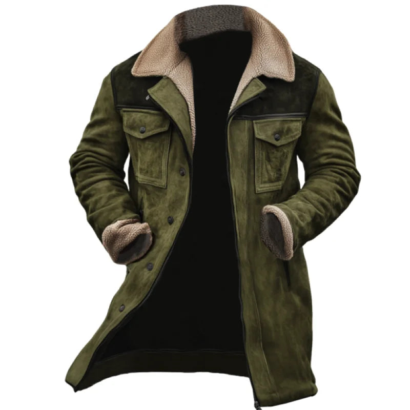Veste Daim Premium Lencensa - Vintage Polaire Agneau Multi-Poches - Qualité Exceptionnelle